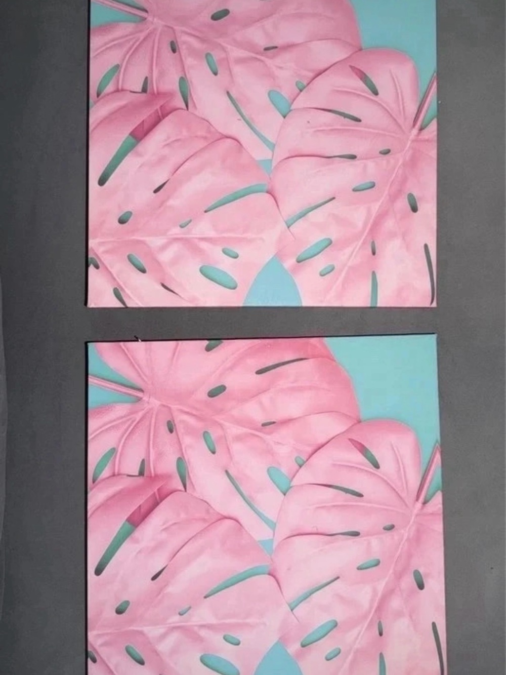 Source Unknown Pink Monstera Leaf Wall Art Set
